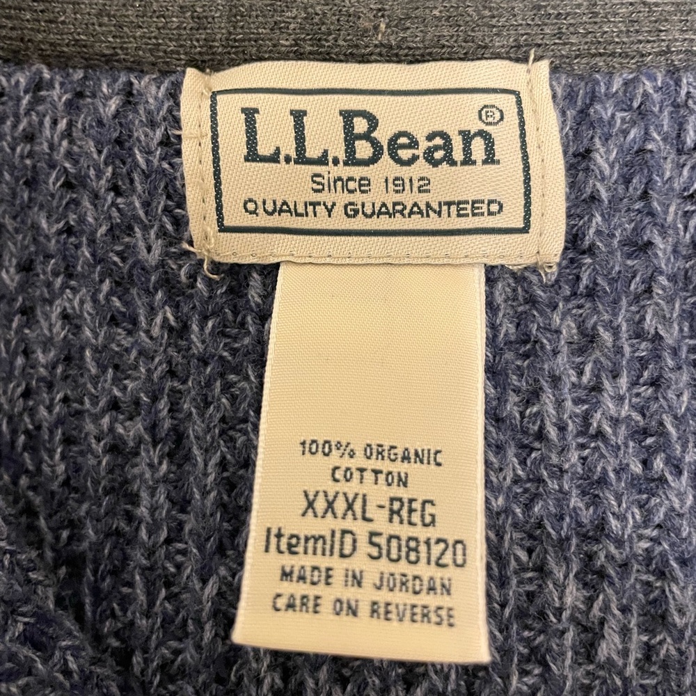 Men’s LL Bean Organic Cotton Waffle Sweater 1/4 Zip 3XL Washed Worn Once - Picture 2 of 11